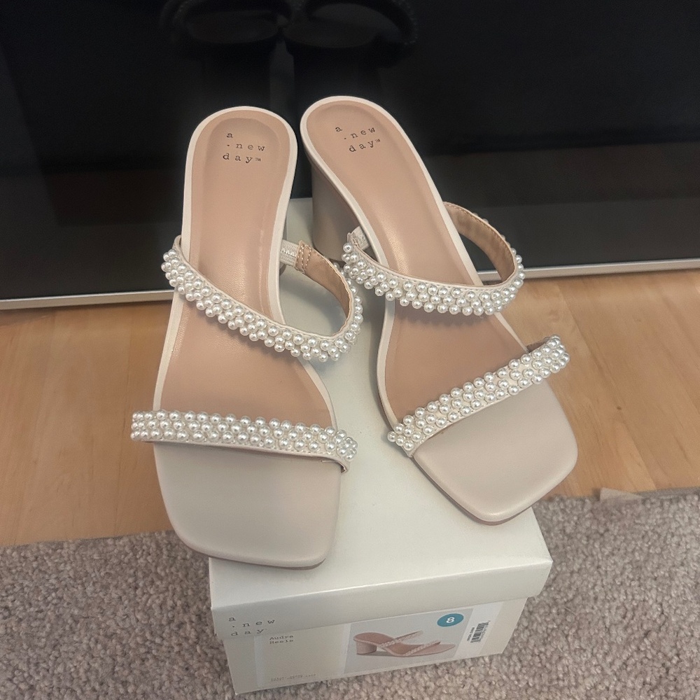 Audra Pearl Mule Block Heels by A New Day Size 8